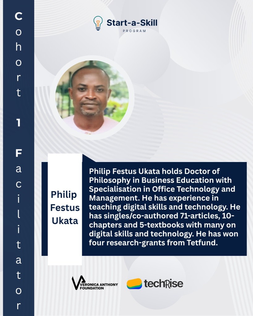 Start-a-Skill Cohort 1 — facilitator Philip Festus Ukata